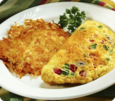 omelette and hashbrowns